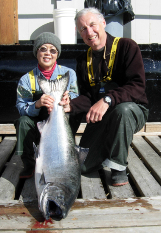 Kim and Bill Haymond with a 39 lb chinook salmon